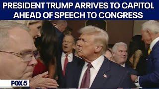 President Donald Trump arrives at US Capitol ahead of speech to joint session of Congress