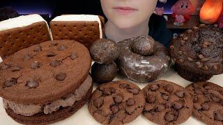 ASMR Chocolate Desserts *Jumbo Brownie Batter Ice Cream Cookie Sandwich, Cake Donuts & Muffin