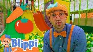 Blippi Learns Vegetables at Jumping Beans Indoor Playground | Educational Videos for Kids