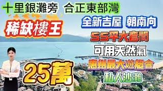 【十里銀灘旁-合正東部灣】售價25萬！全新吉屋-朝南向-55平大套間-可用天然氣！正面睇海 高樓層樓王單位|自帶高端配套 惠州最大遊艇會 私人沙灘#十里银滩 #合正東部灣 #筍盤 #海景房 #度假