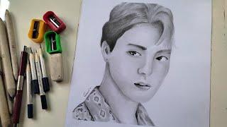 How to draw junkook Sketch ️. Drawing junkook from bts .easy 