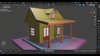 Beginner basic 3D Blender tutorial | make a yellow house