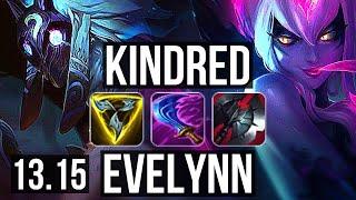 KINDRED vs EVELYNN (JNG) | 17/0/4, Quadra, Legendary, 400+ games | NA Master | 13.15