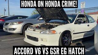 WHICH IS FASTER?! J SERIES VS B SERIES! | 2008 Honda Accord V6 vs 1995 Honda Civic EG Hatch