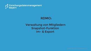 RDMO: Rollenkonzept - Snapshot - Im- & Export -- Beispiel einer RDMO-Instanz (FAU Erlangen-Nürnberg)