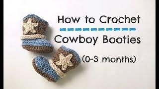 How to Crochet Cowboy Booties (0-3 months)