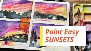 Easy Watercolor Sunset Painting: Tutorial Process In My Sketchbook