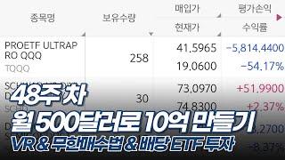 48주 차 - TQQQ 밸류 리밸런싱 & SOXL 적립식 무한매수법 & SCHD 배당 ETF 투자   월 500달러로 10억 만들기
