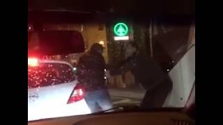 Street fight in Zagreb streets. -Road rage