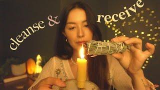 asmr reiki for sleep | sage cleanse, selenite cleanse, hand movements (rain sounds)