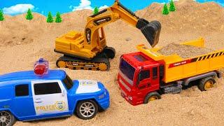 Rescue construction vehicles with crane truck | Police car and truck toy stories | ENJO Car Toys