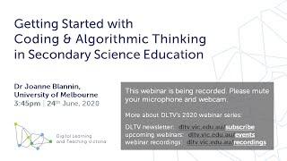 DLTV - Getting Started with Coding & Algorithmic Thinking in Secondary Science Education