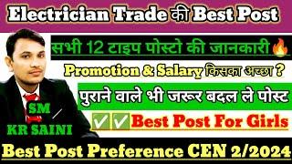 RRB TECHNICIAN 2024 Electrician Trade Best Post Preference | Best Post Post For Girls | #railway #1k