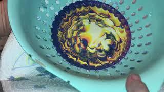 #14 Colander pour painting on a 12x12 canvas