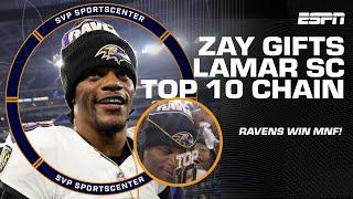 Lamar Jackson gets SC TOP 10 CHAIN from Zay Flowers & reacts to Ravens' win on MNF  | SC with SVP