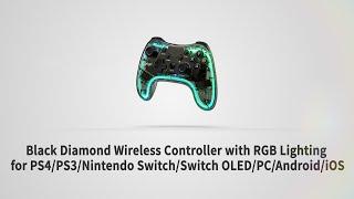 Mcbazel PG-9228 Wireless Gaming Controller with RGB Lighting for PS4/PS3/Switch OLED/PC/Android/iOS