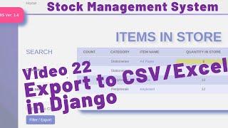 22 HOW TO EXPORT TO CSV / EXCEL IN DJANGO - STOCK MANAGEMENT SYSTEM - STOCK MANAGEMENT SYSTEM