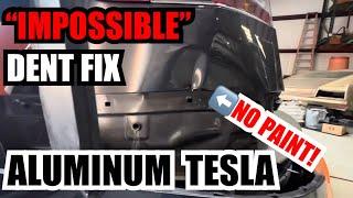 IMPOSSIBLE DENT FIX - TESLA ALUMINUM - NO PAINT