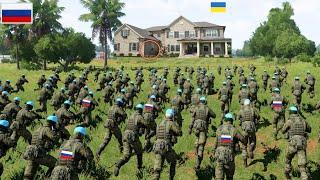 The bodies of Russian blue beret soldiers are strewn in the bushes after a gunfight in Kharsuk