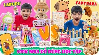 Thử Thách 500k Mua Hết Đồ Dùng Học Tập CAPYBARA Vs LABUBU | Min Min TV Minh Khoa