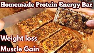 Homemade Protein Energy Bar For Weight Loss & Muscle Gain  / Protein Bar Recipe / Nut Bar Recipe