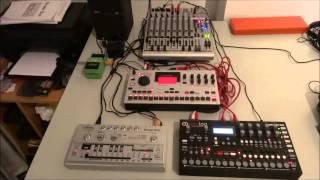 One happy family: Bass Bot TT303, Elektron Analog 4, Elektron Machinedrum playing together