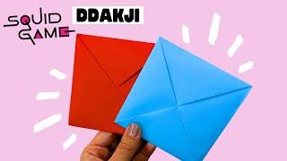 How To Make Squid Game Ddakji A4, How To Make Ddakji TUTORIAL 🟥🟦