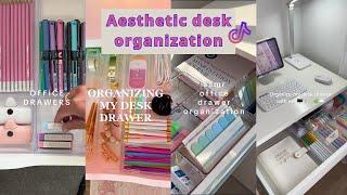 Aesthetic desk organization and restocking || ASMR || tiktok compilation