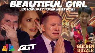 Golden Buzzer | Filipino boy makes all the judges cry with his amazing voice on Beautiful Girl Song