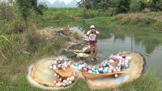 Pearl discovery / Search for giant mussels in wild water pools, the number of pearls is astonishing