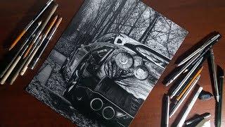 Realistic pencil drawing car NISSAN GT-R / Speed drawing / Photorealistic art / ISP DRAWING