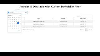 Angular 12 Datatable with custom DatePicker Filter