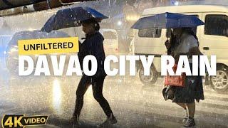 1 Hour Nonstop Heavy Rain In Davao City Philippines Walk Tour 4K