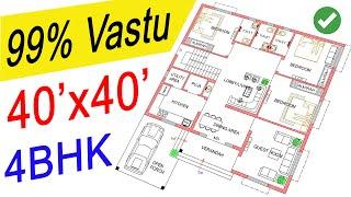 40X40 East Facing House Plan as per Vastu | 1600 Sqft | 40x40 house design | 12x12 Meter | 180 Gaj