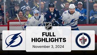 NHL Highlights | Lightning vs. Jets | November 03, 2024