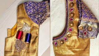 beautiful heavy aariwork blouse design using normal needle  | lucky fashion home