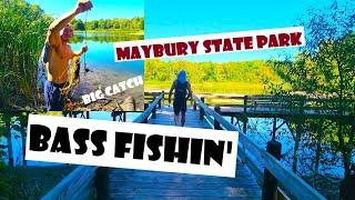 BASS FISHING at Maybury State Park!! Michigan