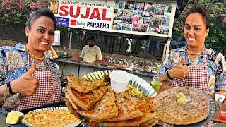 Merc BMW से लोग सड़क पे बैठ कर खाते है । India का Raja रानी costliest 300₹ Parantha । Surat food