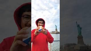 Solving a Rubiks Cube at the Statue of Liberty 