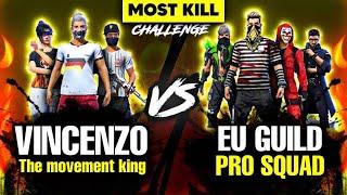 MOST KILL || VINCENZO The movement king VS EU GUILD PRO SQUAD Clash Squad Custom Match || Headshot