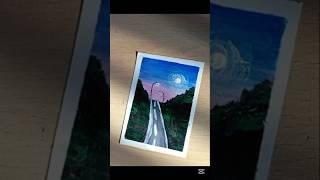 Easy roadside scenery painting for beginners/evening scenery painting #foryou #art