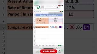 Lumpsum Return Calculator In Excel #excel #investment #return