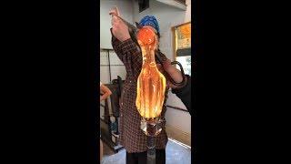 Glass artist Katrina Hude making fancy cane