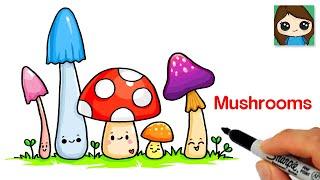 How to Draw Mushrooms Easy Cute 