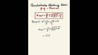 p q Formel Beispiel Aufgabe #pqformel #mathetipps #quadratischegleichungen #schule