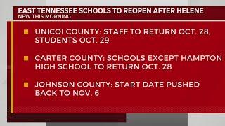 East Tennessee schools to reopen after Helene