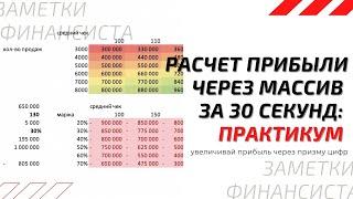 Расчет прибыли в Excel за 30 секунд в зависимости от чека и маржи! Практикум по созданию массива.