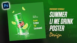 Minimalist Summer Drinks Poster Design for Beginners | Photoshop