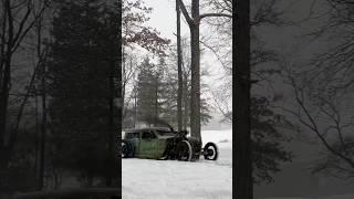 Mouse trap playing in the snow #corywheatcustoms #ratrod #crosley #mercedes #motometal #snow #drift