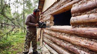 Build Log Cabin. Off Grid Cozy Log Cabin. Life in the wild.